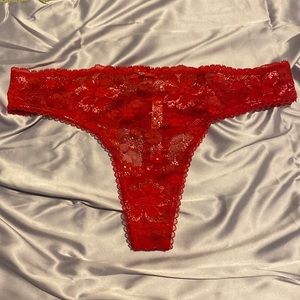 Red lace thong